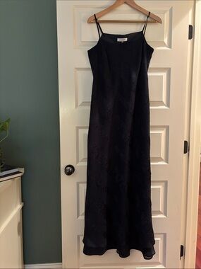 Black Slip Maxi Dress with Subtle Texture - Monnari brand